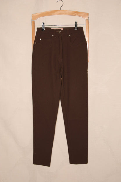 90s Chocolate brown faux-corderoy fitted trousers