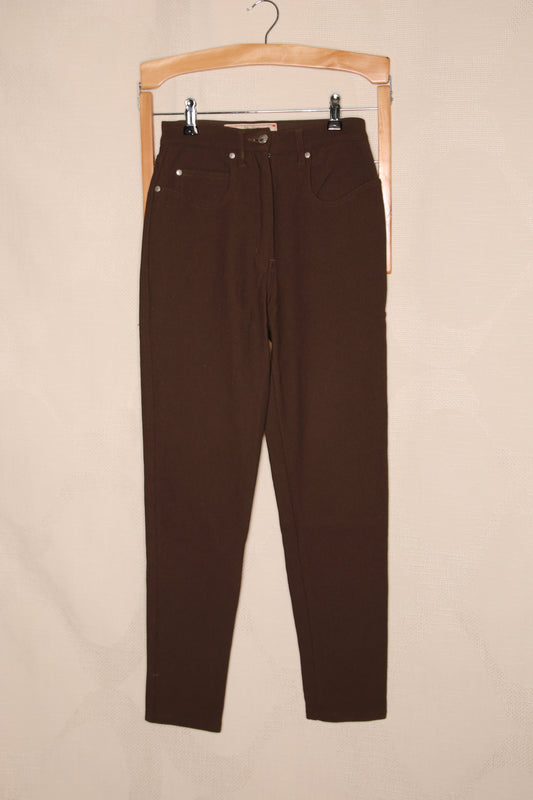 90s Chocolate brown faux-corderoy fitted trousers
