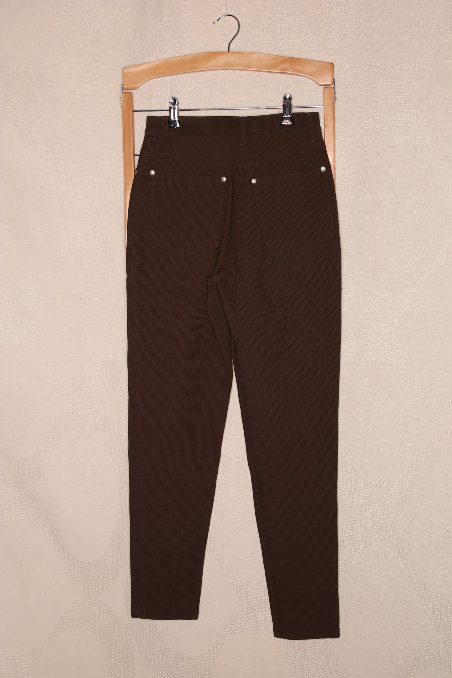 90s Chocolate brown faux-corderoy fitted trousers