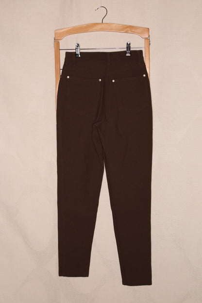 90s Chocolate brown faux-corderoy fitted trousers