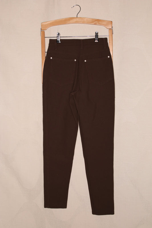 90s Chocolate brown faux-corderoy fitted trousers
